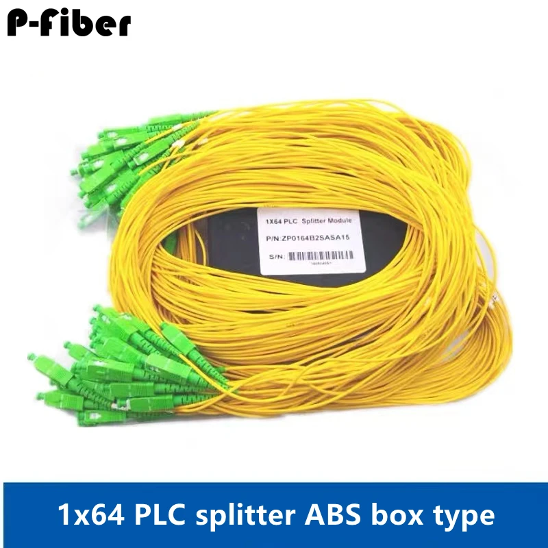 1:64 optical splitter 2pcs 1*64 box PLC pigtail optical fiber splitter SC / LC / FC PC / APC FTTH 1x64