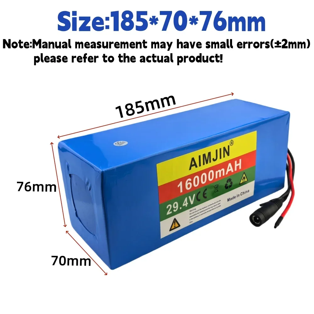 7S5P 24V 16Ah Battery Pack 500W 29.4V 16000mAh 18650 Wheelchair Lithium-ion Battery with Built-in BMS