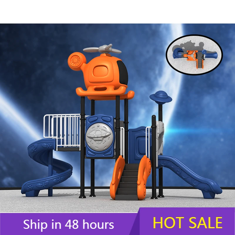 

YTYIN Theme Park Playground Plastic Slide Equipment Sets Plastic Slide Helicopter Shape Small Combination Outdoor Playground for
