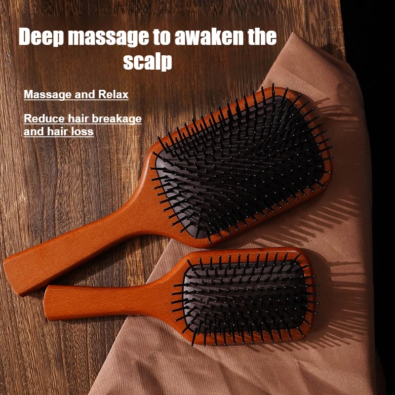 Wooden Airbag Massage Comb Scalp Care Female Curly Hair Household High-grade Anti-static Hair Loss Large Board Makeup Comb