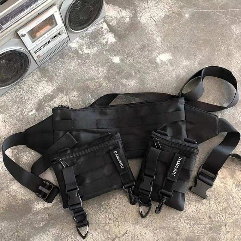 التكتيكية Techwear الهيب هوب انفصال مجتمعة الخصر حقيبة الرجال النساء متعددة الوظائف Crossbody حقيبة صدر للرجال الشارع حزمة مراوح عادية