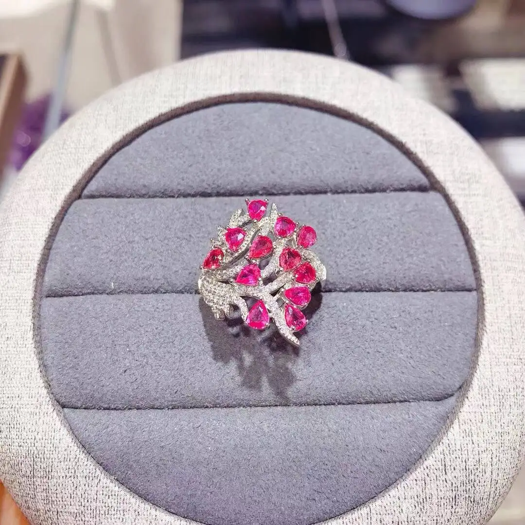 

KJJEAXCMY Jewelry Natural Women's Pink Sapphire Ring 925 silver inlay Colorful and splendid Crystal pure fire flash explosion