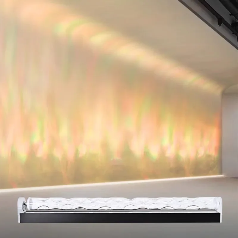 Bright luxury water pattern light wall washer indoor 3d dynamic water wave room bar projection simulation atmosphere flame light