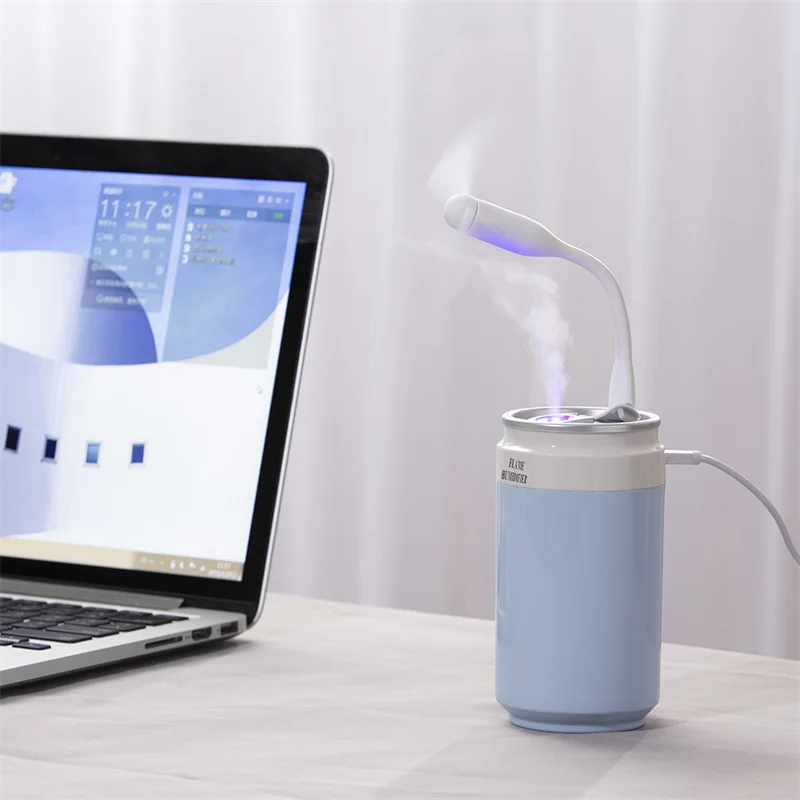 Portable Mini Air Humidifier with Fan Night Light Water Tank USB Flame Wireless Cool Mist Maker for Office Car New Design JS40