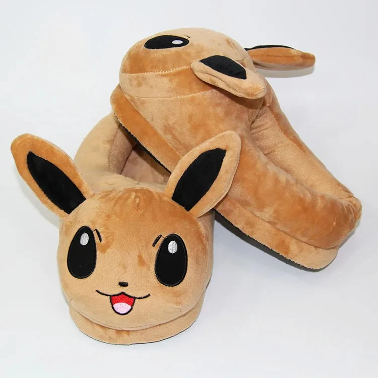 Winter Anime Pokemon Pikachu Eevee Umbreon Doll Kawaii Stuffed Plush Soft Toy Adult Children Warm Slippers Home Indoor Shoes