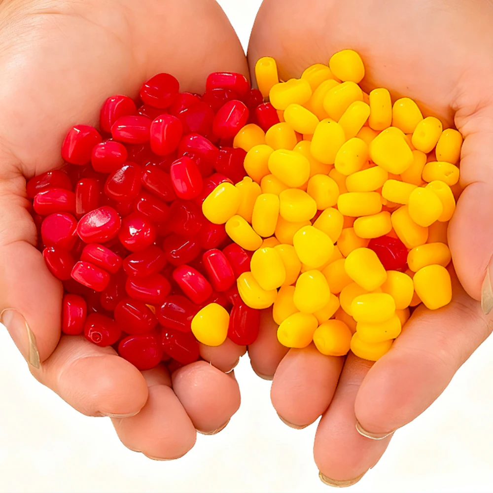 Floating Artificial Corn Bait Soft Silicone Red Yellow Imitation Corn Particle Fishing Lure for Carp Grass Carp Freshwater Fishi