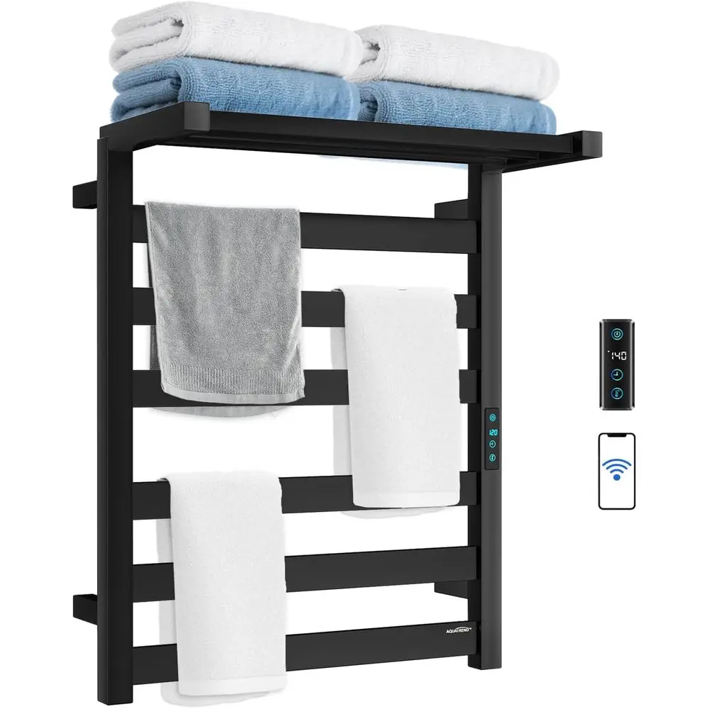 

Складная сушилка для полотенец с Wi-Fi, 6 перекладин, большой размер, с регулировкой температуры и таймером, цифровой дисплей, из нержавеющей стали