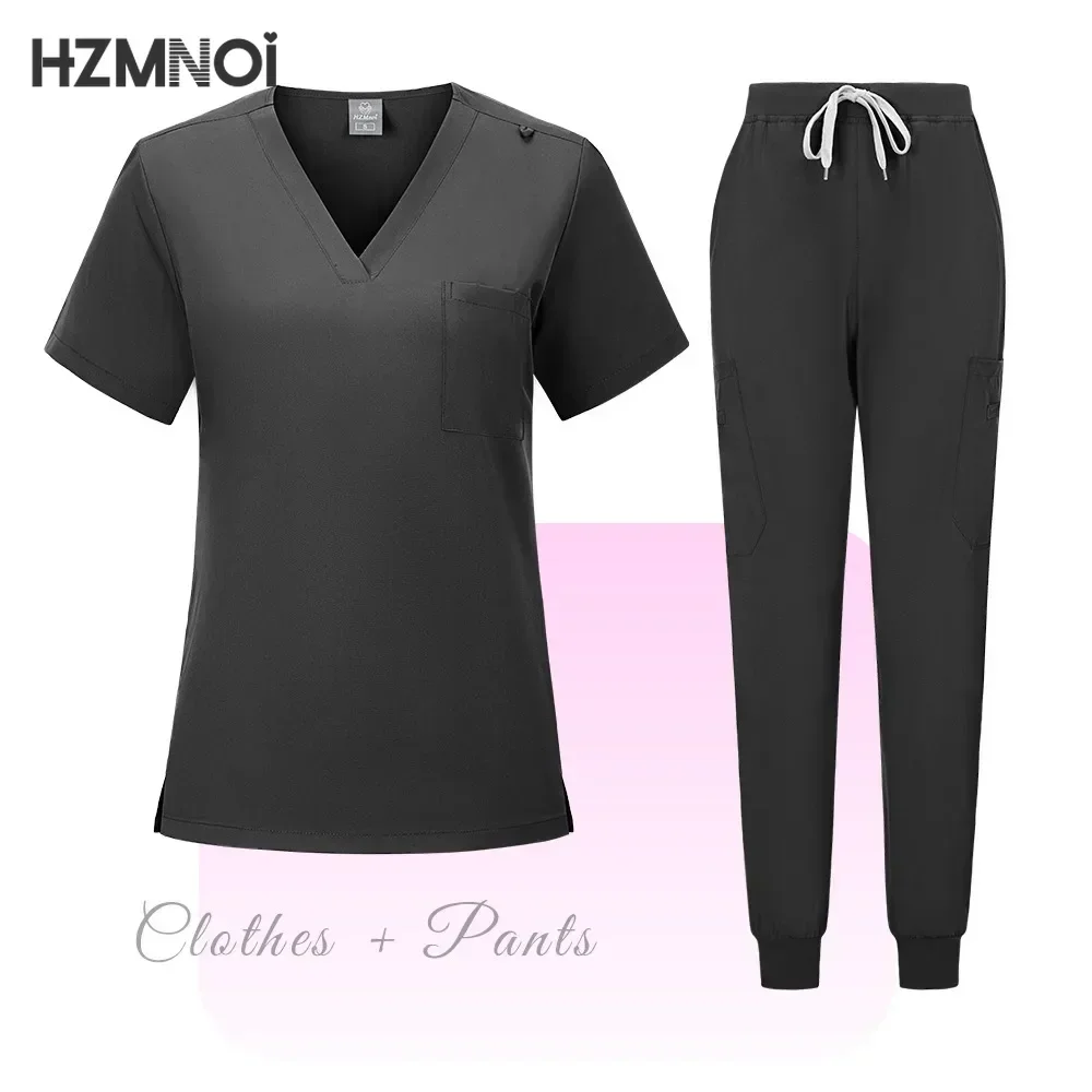 Neue Peelings setzen medizinische Uniformen Stretch-Peeling-Tops mit Taschen hose Krankens ch wester Uniform Arzt Chirurgie Overalls Schönheits salon Arbeits kleidung