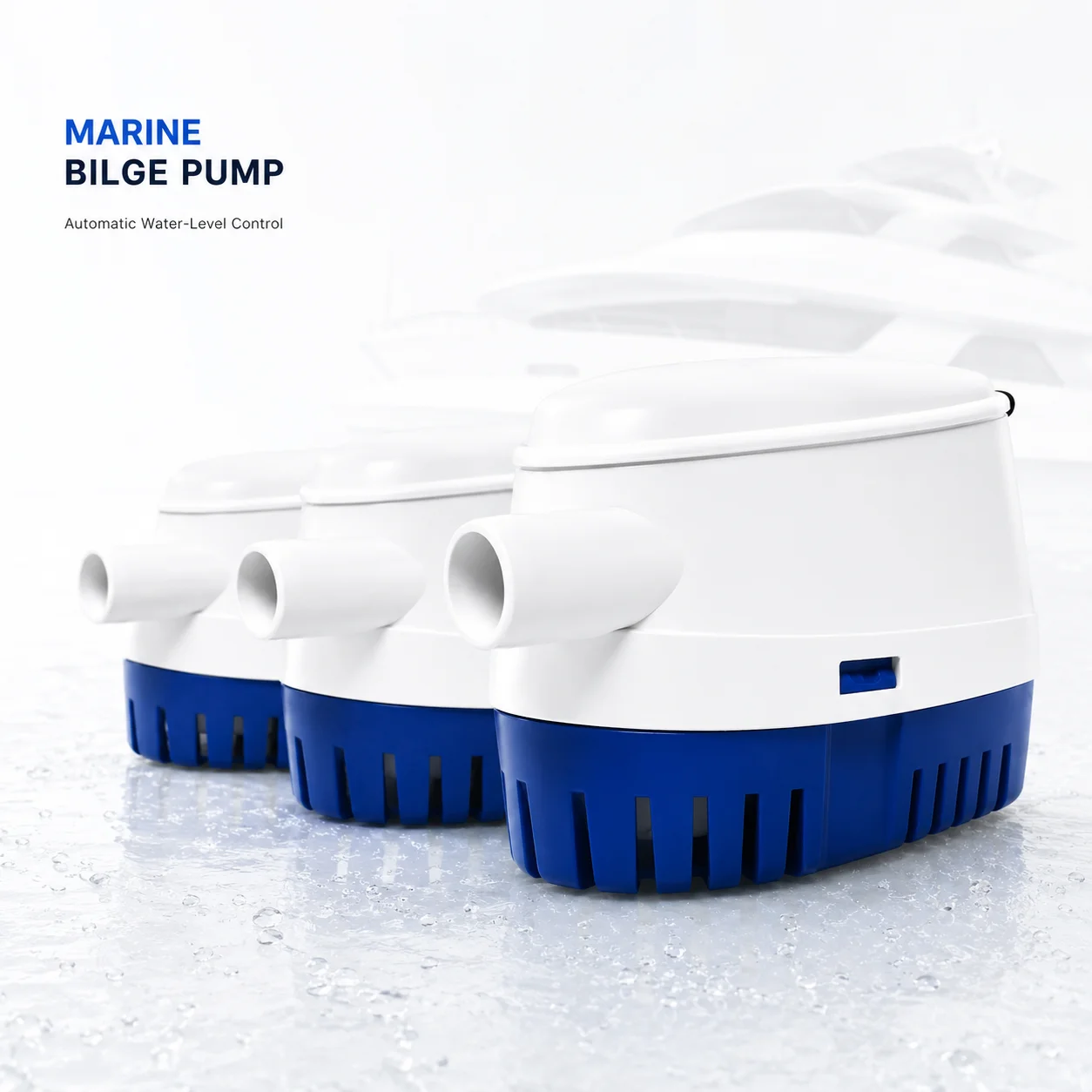 Automatic Bilge Pump 12V 24V DC 600/750/1100GPH Built-In Float Switch and Manual Override Submersible Water Pump for Marine Boat
