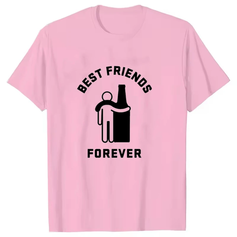 Neues Lustiges BEST FRISNDS FOREVER Aufdruck T-Shirt Kurzarm O-Ausschnitt Locker Sitzend Herren Damen Sommer Cooles T-Shirt Unisex Tee Shirt Top Shirts – Detail 3