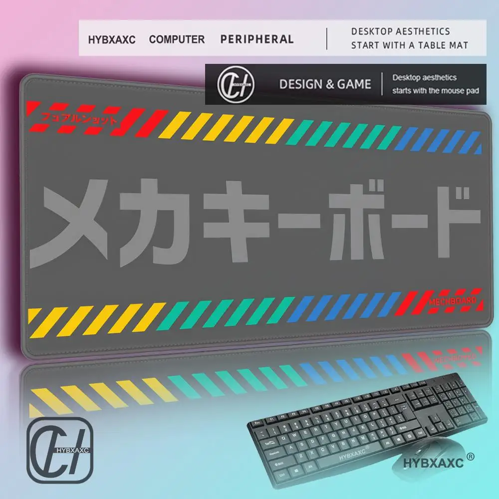Mousepad Grande HYBXAXC Preto Meka, Tapete de Mesa para Laptop, Acessórios de Jogos em Borracha