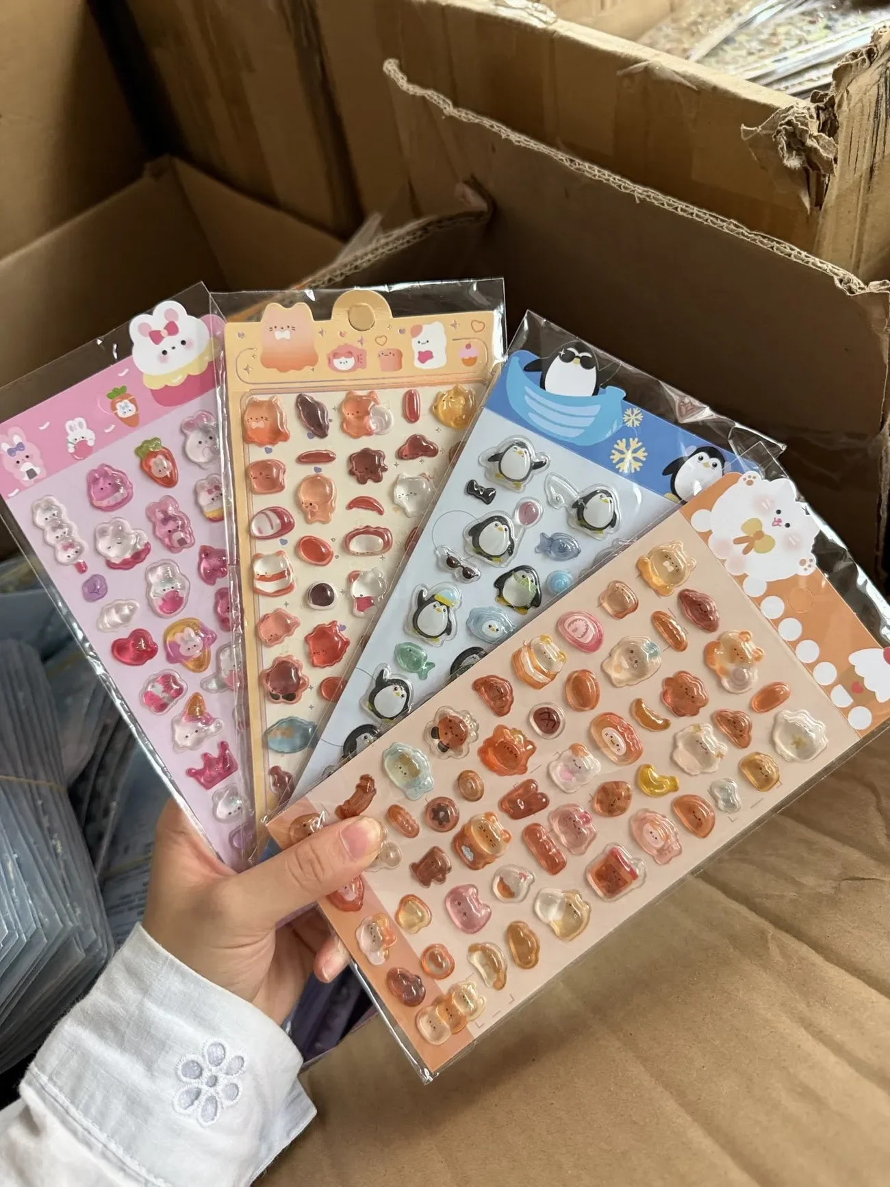 Colorful Fun 3D Embossed Crystal Diamond Stickers Shiny Glitter Cartoon Raised Puffy Decals Gift Reward Decor Stickers