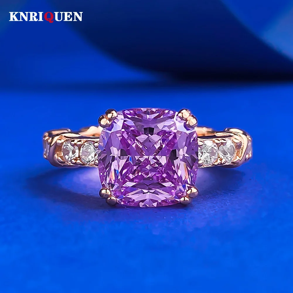 

Trendy 100% 925 Sterling Silver 9*9mm Lavender Amethyst Ring for Women Gemstone Wedding Party Fine Jewelry Band Anniversary Gift