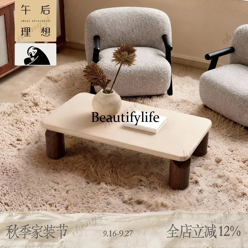 B178 Wabi Silent Wind Coffee Table Medieval Splicing Walnut Small Unit Imitation Travertine Square Tea Table