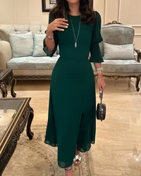Customized Modern Style Chiffon A-line Scoop Neck Midi Dresses Prom SimpleRetro Fashion Elegant Exquisite High Quality Sexy Spa