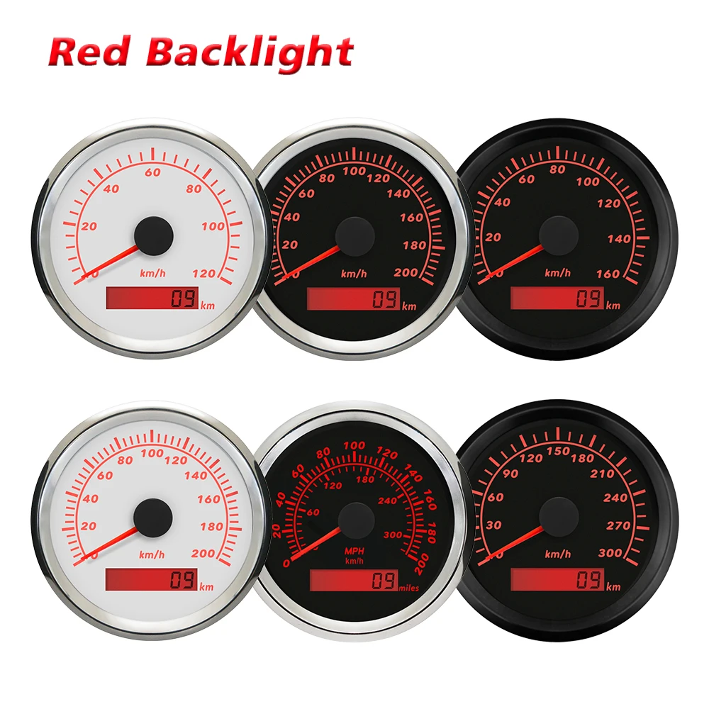 

Universal Waterproof Car Boat 85mm GPS Speedometer Gauge 120km/h 0-200kmh 300km/h 200MPH with Red Backlight GPS Antenna 12V 24V