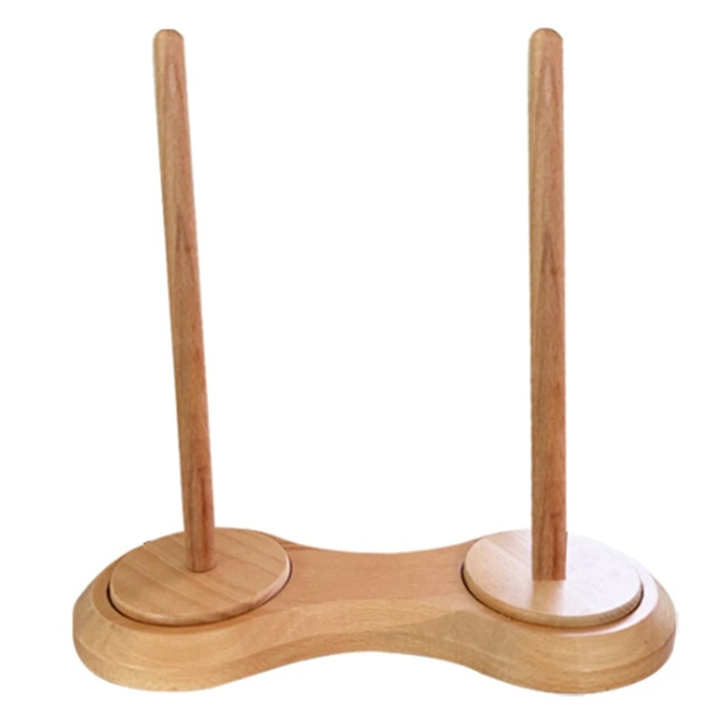 Double Wooden Yarn Skein Holder For Crocheting, Yarn Holder For Knitting Yarn Spindle Dispenser Crocheting Tool Easy To Replace