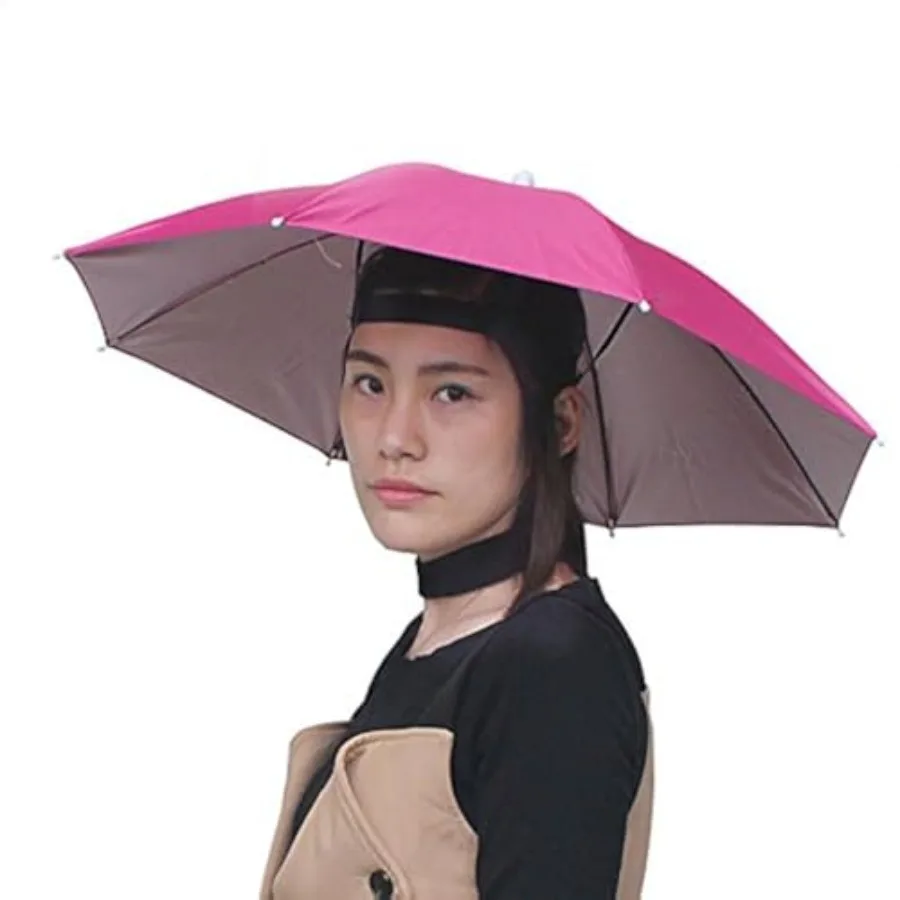 

Iutdoorkit Umbrella Hat, Folding Headwear Hands Free Sunshade Double Layer Protection Anti-UV Parasol for Golf, Traveling, Fish