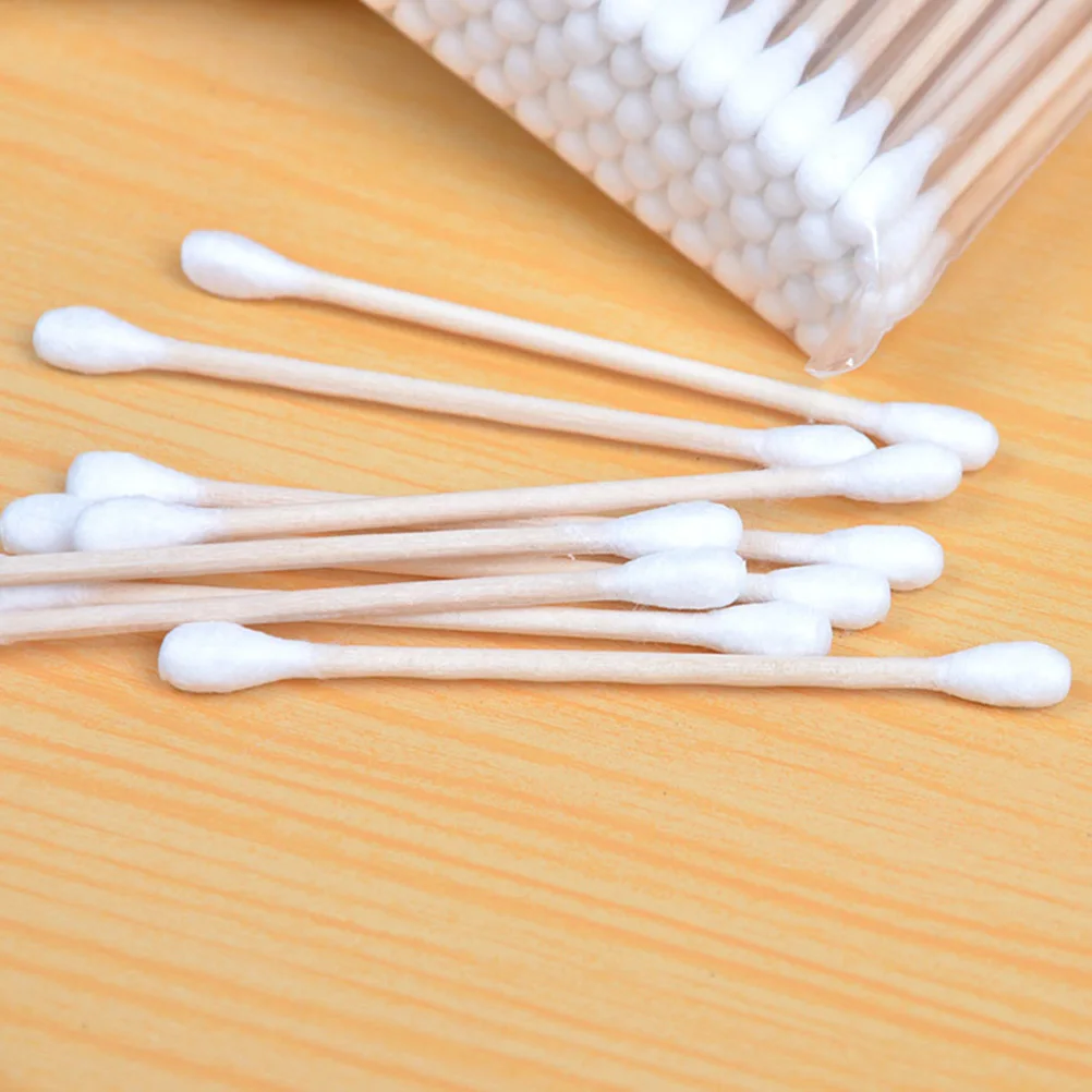 100 قطعة 5 عبوات من مسحات القطن للاستعمال مرة واحدة ذات رؤوس مزدوج لتنظيف الأذن وتطبيق المكياج وإزالة العناية بالنظافة والقطن القابل للتصرف #2