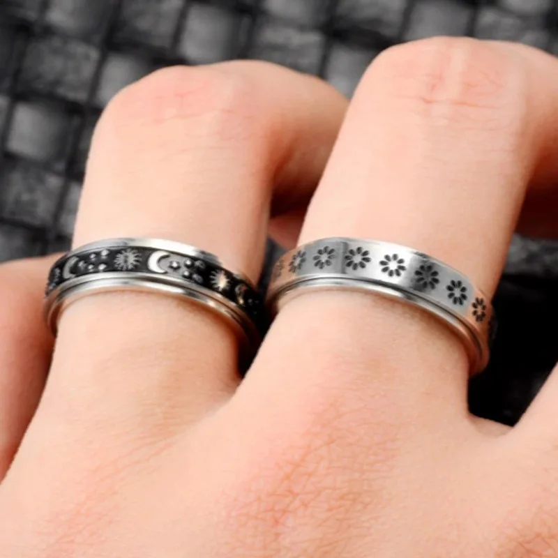 Anxiety Ring For Women Spinner Fidgets Rings Stainless Steel Rotate Freely Spinning Anti Stress Accessories Jewelry 2024 Gifts