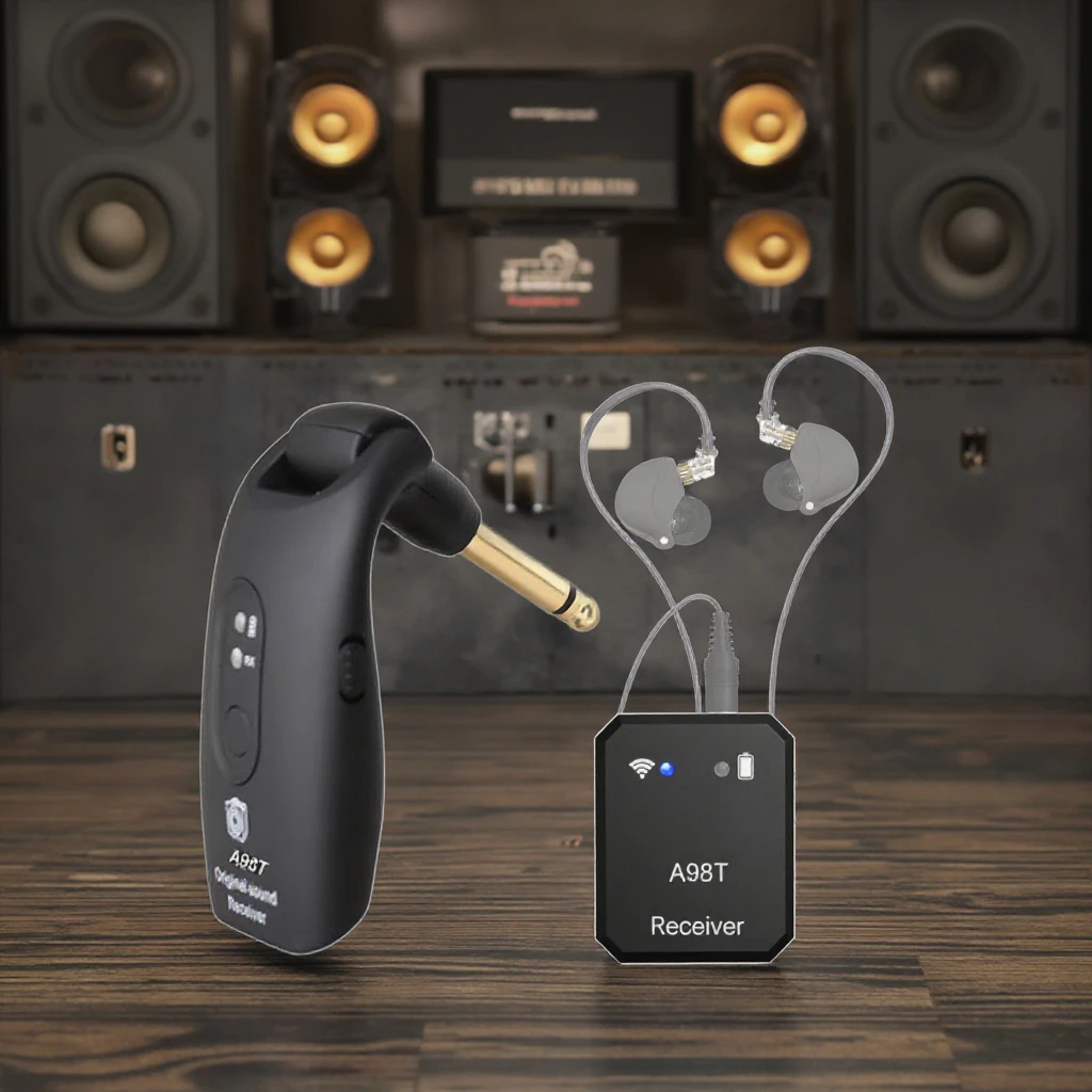 

A98T UHF Stereo IEM Stage Monitoring System Wireless In-Ear Monitor for Live Sound Guitar Bass Musical Instruments Accessories