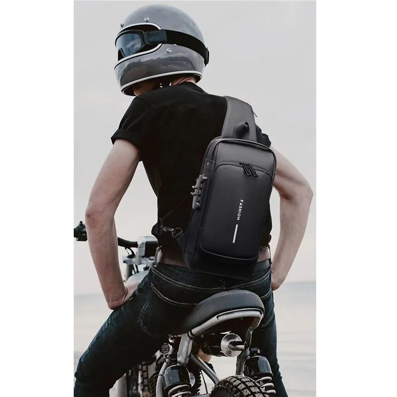 Anti-theft Password Lock Motorcycle Bag Men Motorcycle Bag With USB Charger Multifunctional Saddlebag Sports Waist Bag