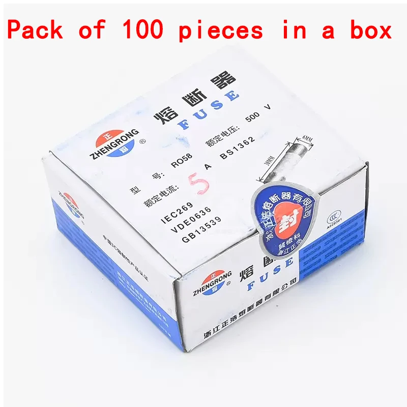 100pcs ceramic fuse 6mm x 30mm slow melting R058 AC500V 0.5A, 1A, 2A, 3A, 4A, 5A, 6A, 8A, 10A, 13A, 15A, 16A, 20A, 25A