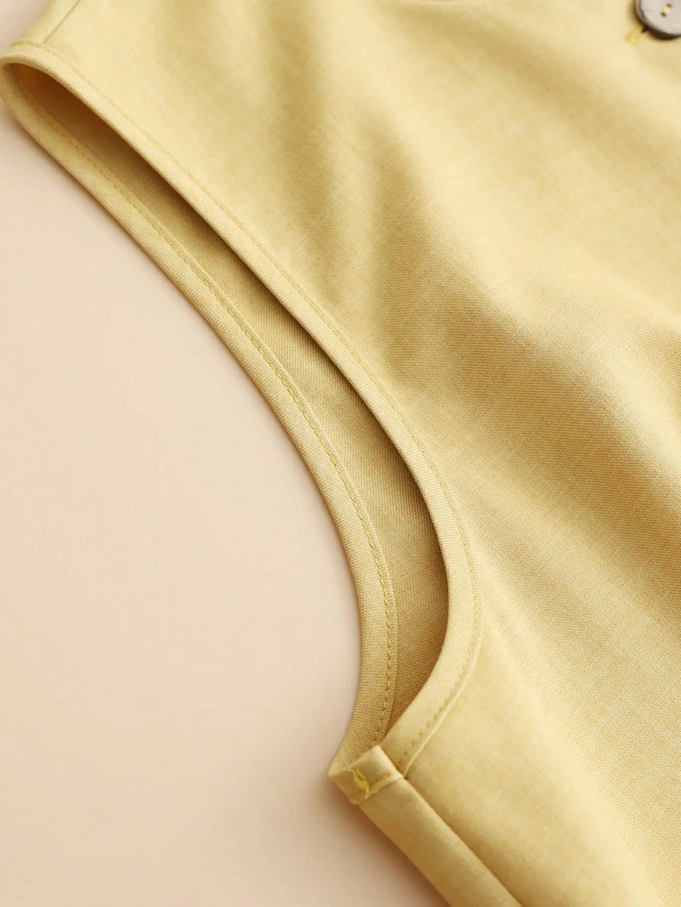 여성용 민소매 버튼업 탑 & 플리츠 반바지 2피스 세트, 여름용 연노랑색 휴가복