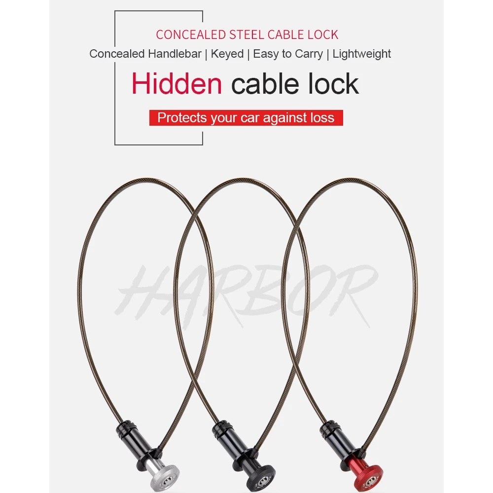 Bike Lock Mountain Bike Road Bike Hidden Steel Cable Lock Portable Helmet Lock Key Lock Anti-theft Lock Bike Riding Accessories