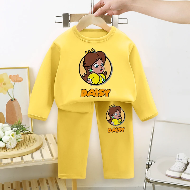 ماريوس لويجي بيجامات أطفال مجموعة لطيف الخوخ العربة فتاة صبي شتاء دافئ ملابس خاصة دعوى ملابس اخلية حرارية صالة بيجامات أطفال