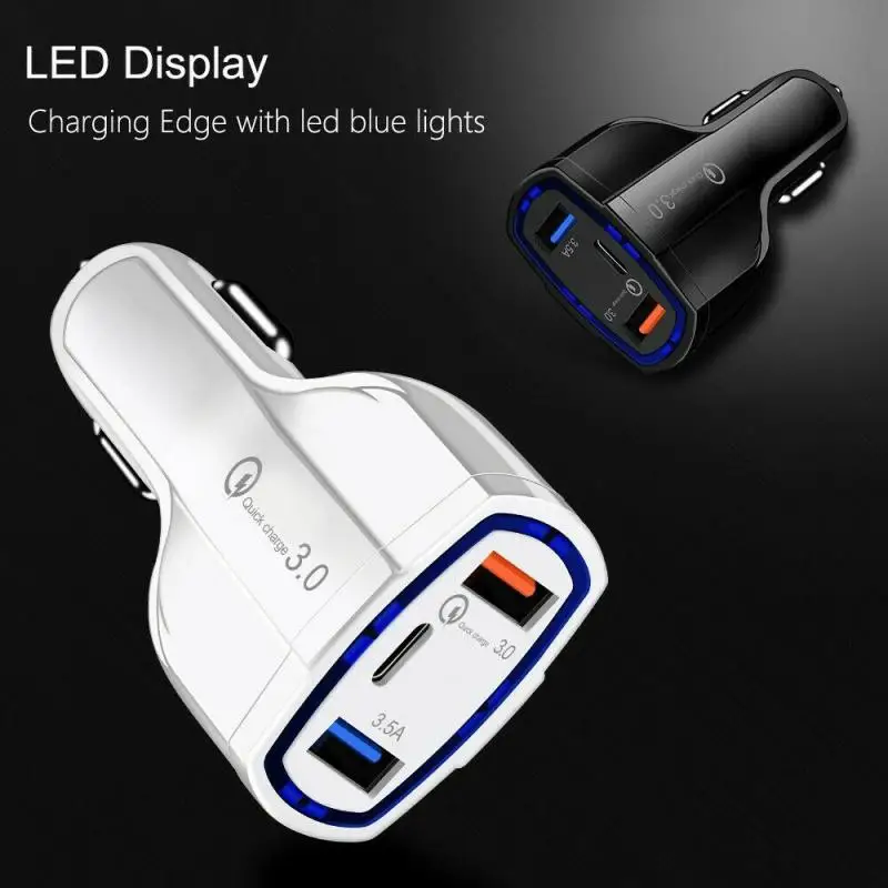 Car Accessories Ornaments QC3.0 Fast Charge Car Charger 3.5A Dual USB with Type-c Interface Output Car Charger Car Ornament