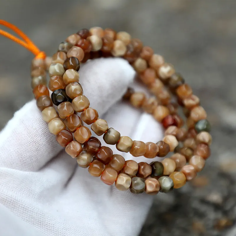 /8Mm Colorful Mixed-Style Dragon Ridge Bodhi Cheese Amulet Bracelet, 108 Beads