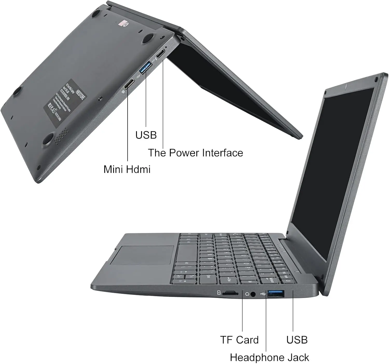 10.1 Inch Computer Laptop Windows 11 OS Preinstalled Quad Core 8GB+128GB Netbook HDMI Webcam Office (Black)