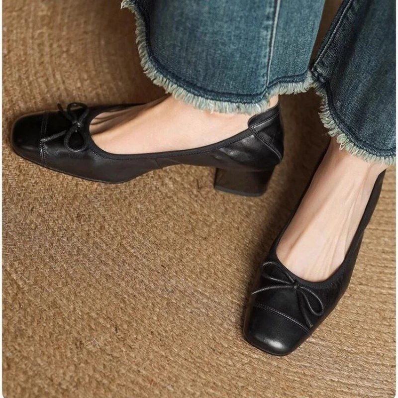 Women's  round toe sweet bowtie gradient color slip-on ballet flats soft comfortable elegant ladies ballerinas shoes