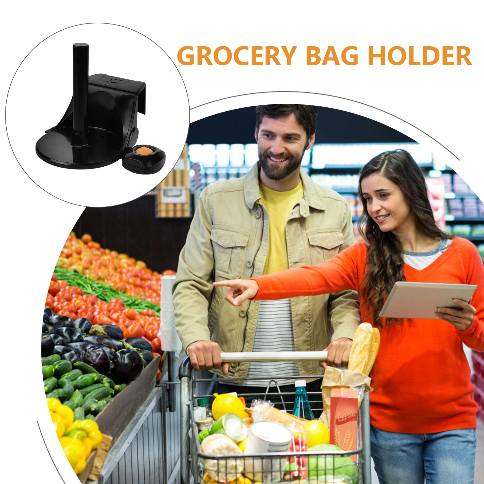 Cooler Stand Roll Bag Holder Shopping Holders for Grocery Bags Standing Tear Metal Rack Black