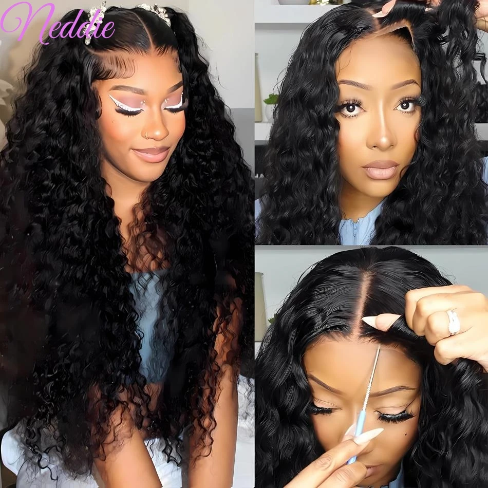 Glueless Black Human Hair  Water Wave 5x5 Lace Frontal Wig Ready To Wear Curly For Women Choice Cheap Wigs On Sale Clearance