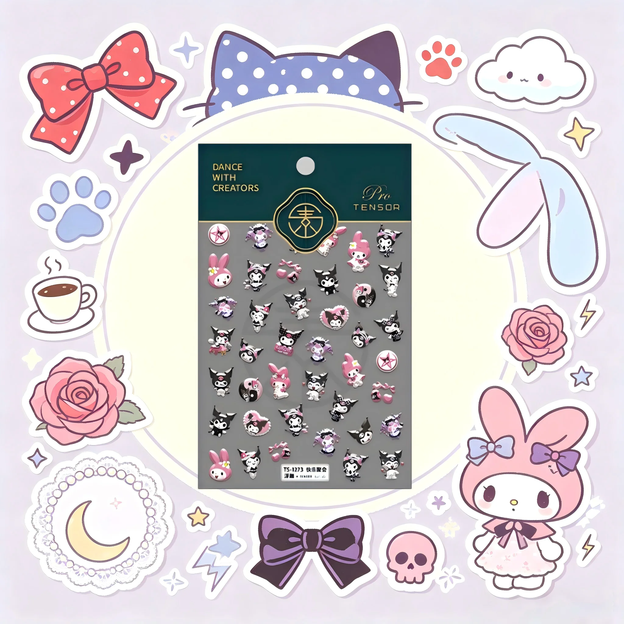 New Cartoon Sanrio Hello Kitty Nail Stickers 5D Melody Kuromi Cinnamoroll Anime Sticker Nail Art Supplies Nail Art Decals