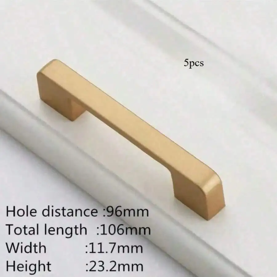 5 Sets Minimalist Matte Gold Cabinet Handles, Pure Aluminum Alloy Kitchen Cabinet Drawer Pulls Hardware Accessories, With Screws
