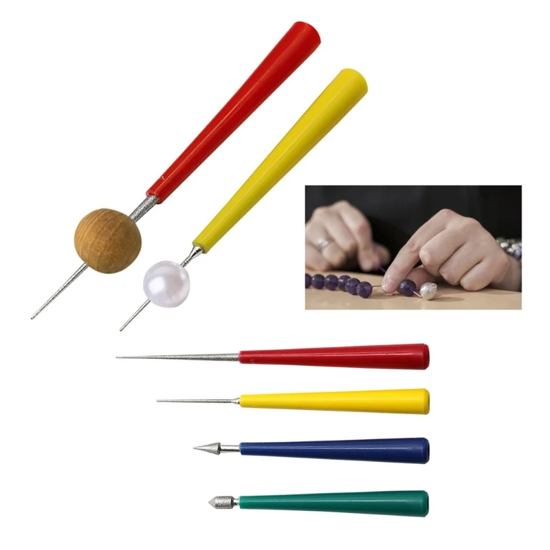 4 Piece Jewelry Hole Widening Tools Set for Wood Beads and Gemstones Tipped Bead Reamer Essential Tool for Jewelry Drop Shipping