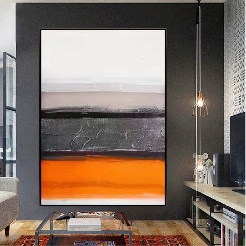 

Home Decor Paintings Indoor Abstract Oil Painting Orange Wall Art Pictures Modern HandPainted Canvas Poster For Living Room Deco