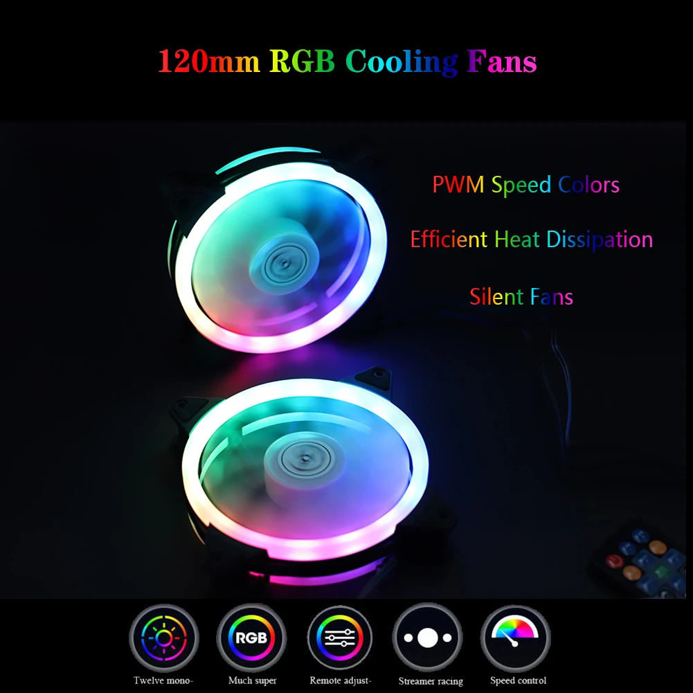 120mm Computer Cooling Fan PC RGB Case Fans Cooler ARGB RGB 5V 3PIN Mute Silent Radiator 6Pin Synchronization Ventilador