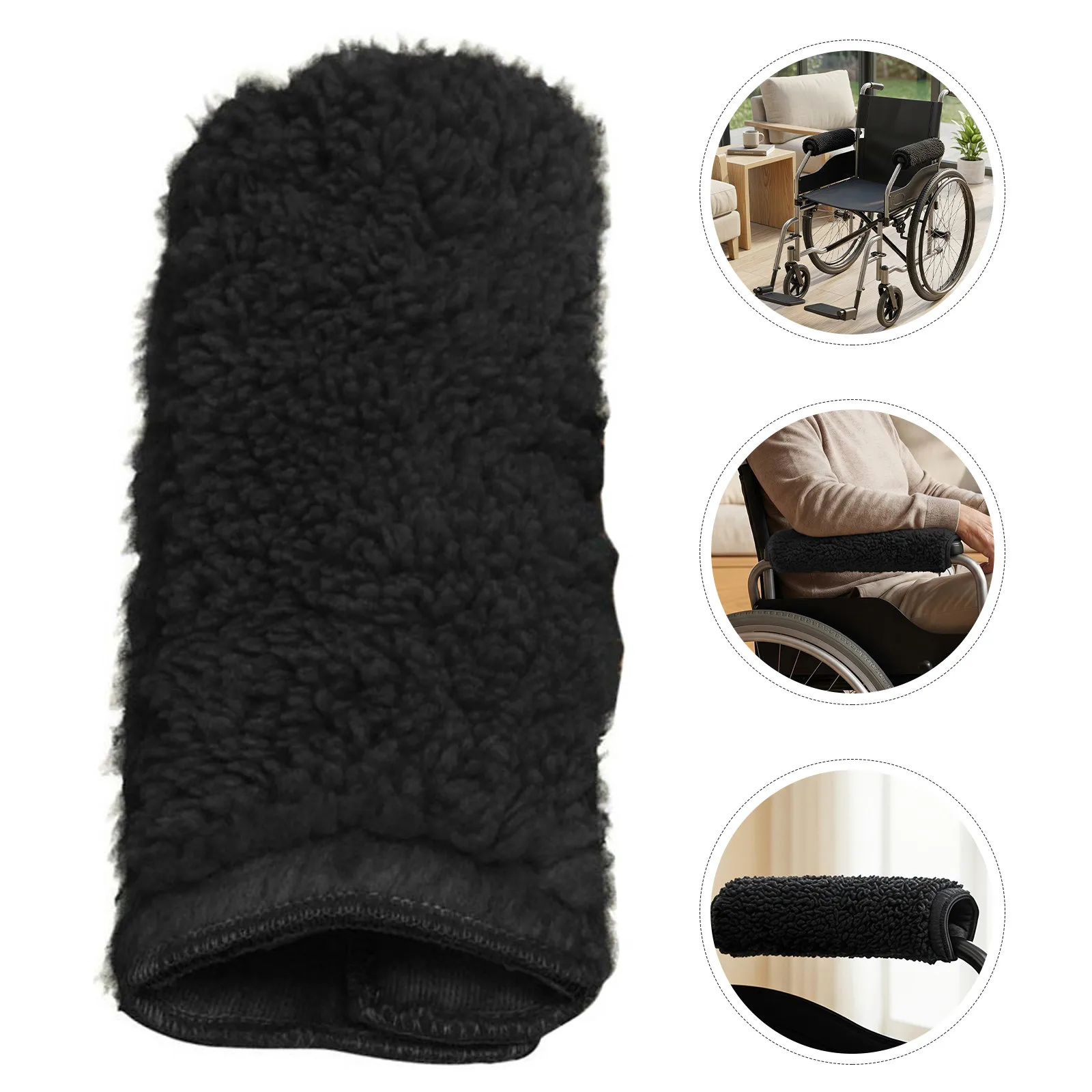 2Pairs Wheelchair Arm Pads Soft Fleece Winterready Insulated Armrest Cushions Non-Slip Secure Fit for Electric Transport