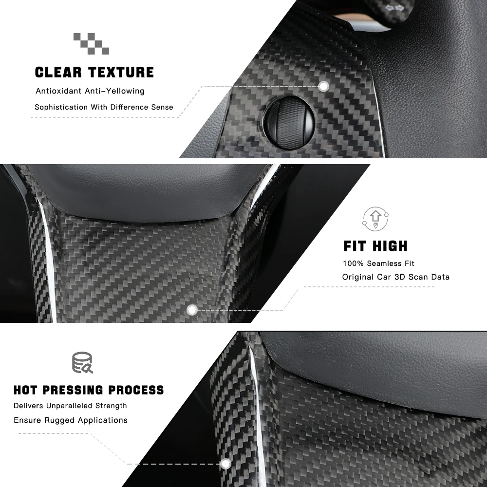 Real Carbon Fiber Steering Wheel Cover For Tesla Model 3 Model Y Car Accessories Sticker Interior Steering Wheel Frame Panel