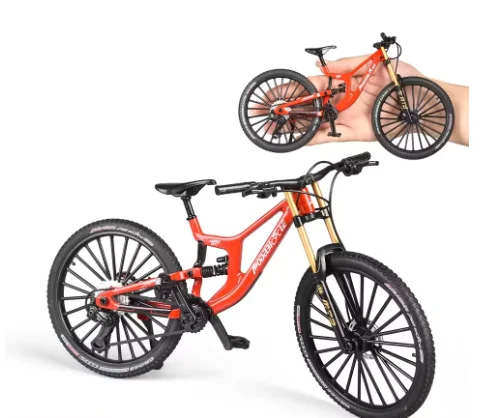 Giocattolo realistico per mountain bike in lega in scala 1:6 con ammortizzatori anteriori e posteriori per gli appassionati di biciclette