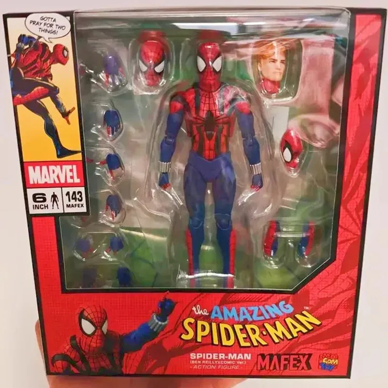 Marvel Spider Man Ben Riley Mafex 143 1/12 Comics Version Riley Scarlet Spider Full Set 6in Action Figure Model Toy [in Stock]