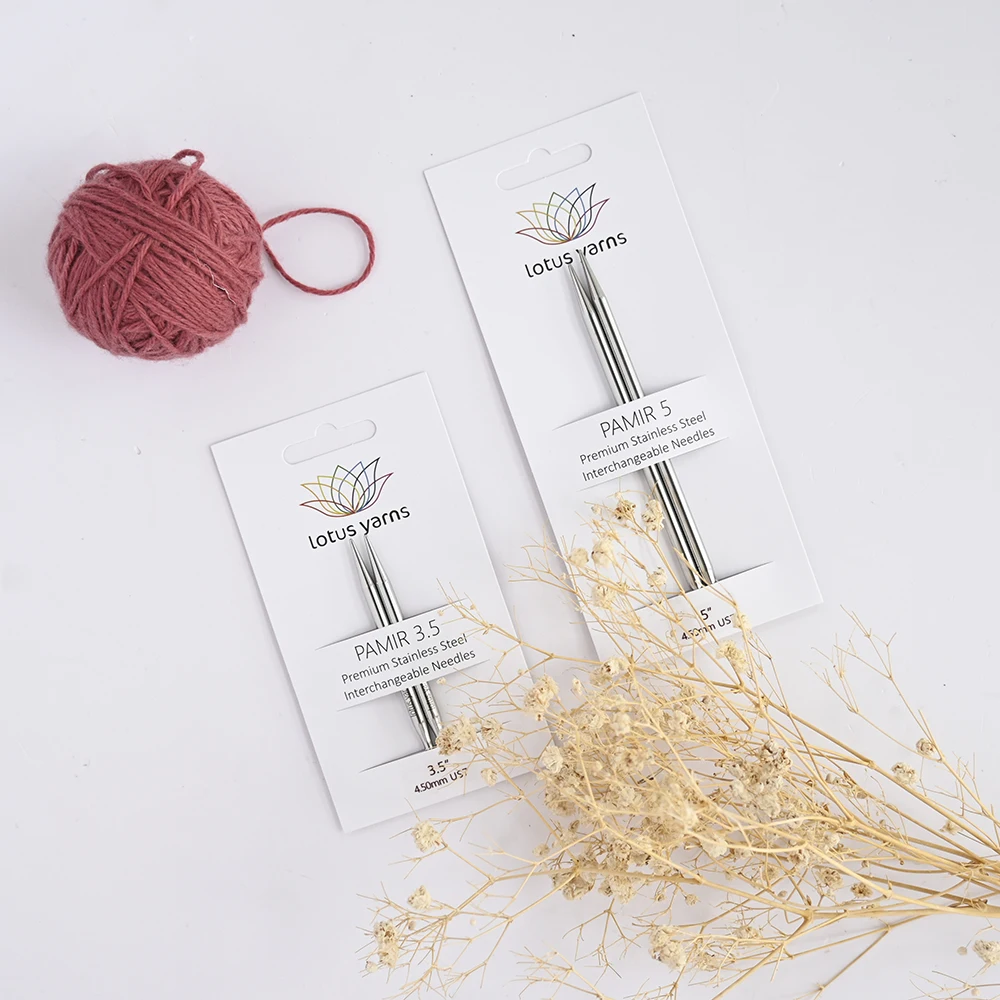 

Lotus Yarns Stainless Steel Interchangeable Circular Needle Tips In Two lenght 5 Inch/3.5Inch