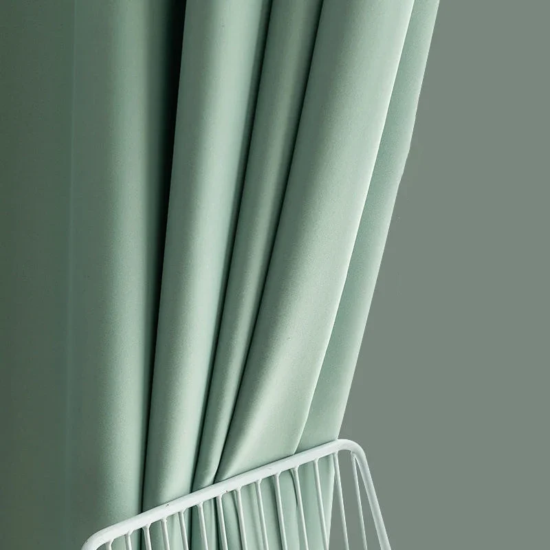 Light Luxury High Grade Bedroom High Blackout Curtain Ins Style Living Room Curtains Green Natural Solid Color Thickened Drapes