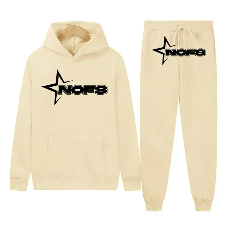 NOFS Printed Men'S Tracksuit Hoodies & Jogger Pants 2 Piece Gym Suits Conjun