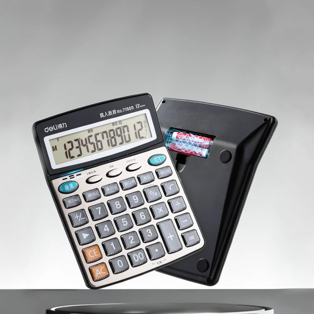 For Deli Electronic Voice Calculator Large LCD Display Professional Office Tool Desktop Accounting Financial Compute Machine