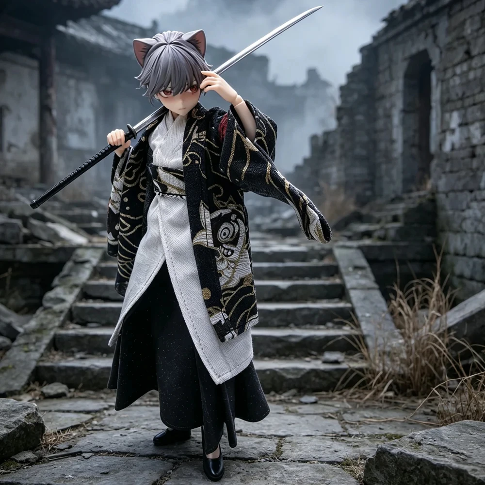 1/12 Scale Female Kimono Japanese Samurai Costume Clothes Model Fit 6 Inch Soldier Action Figure Body